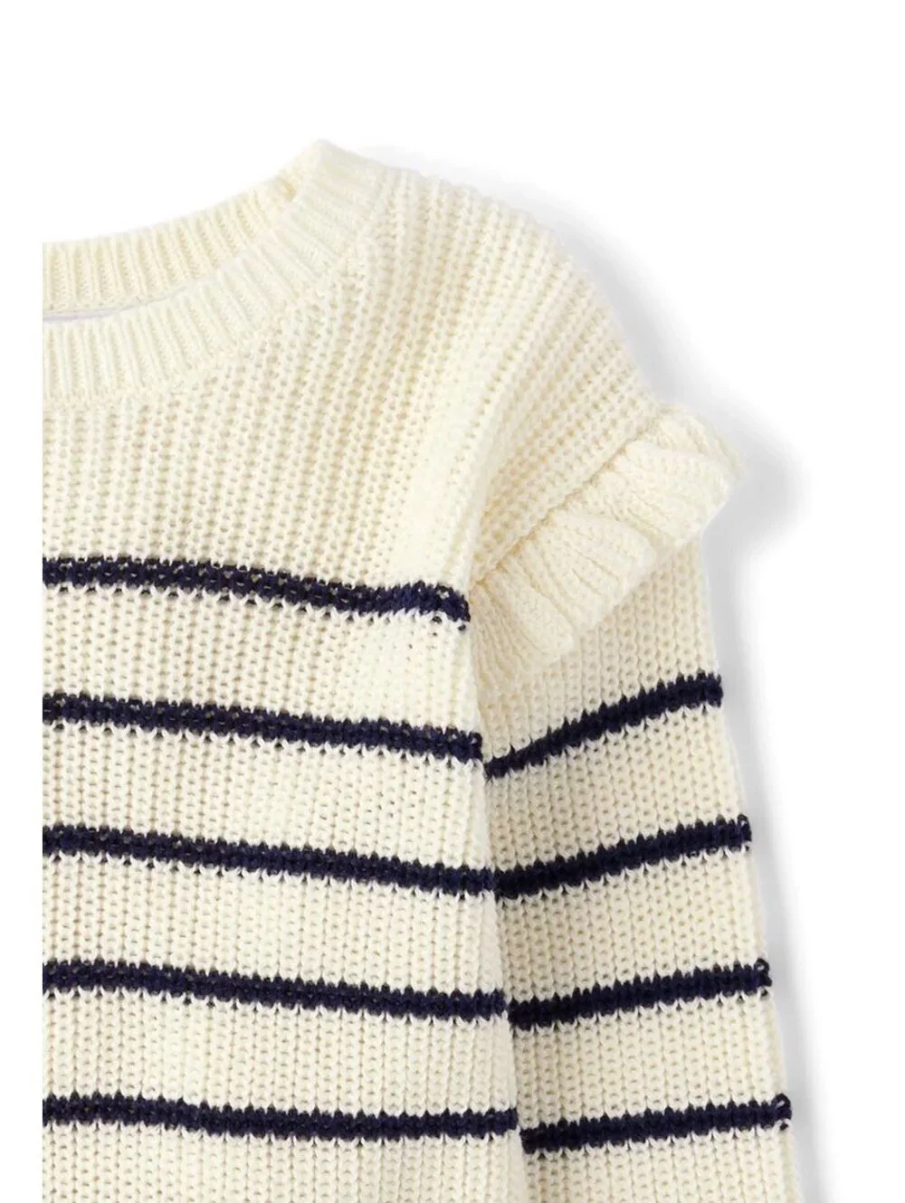 TCP Toddler Girls Long Sleeve Ruffle Sweater; White & Black Striped (3T)